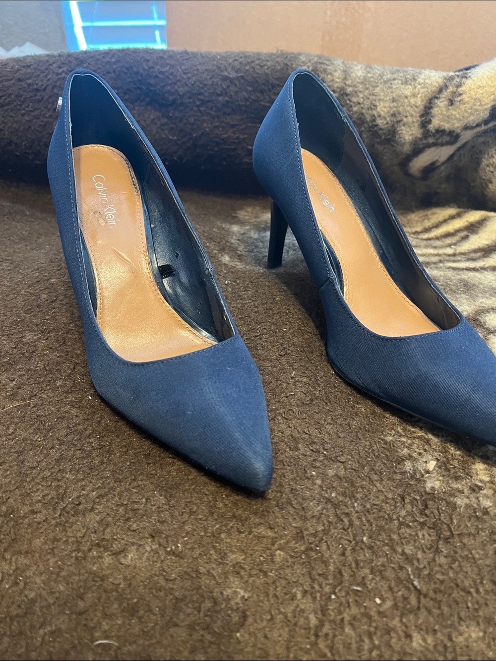 Calvin Klein Navy Pointed Toe Stiletto Pumps